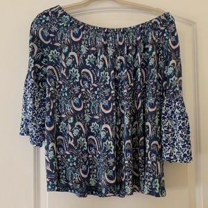 Off the shoulder floral shirt
